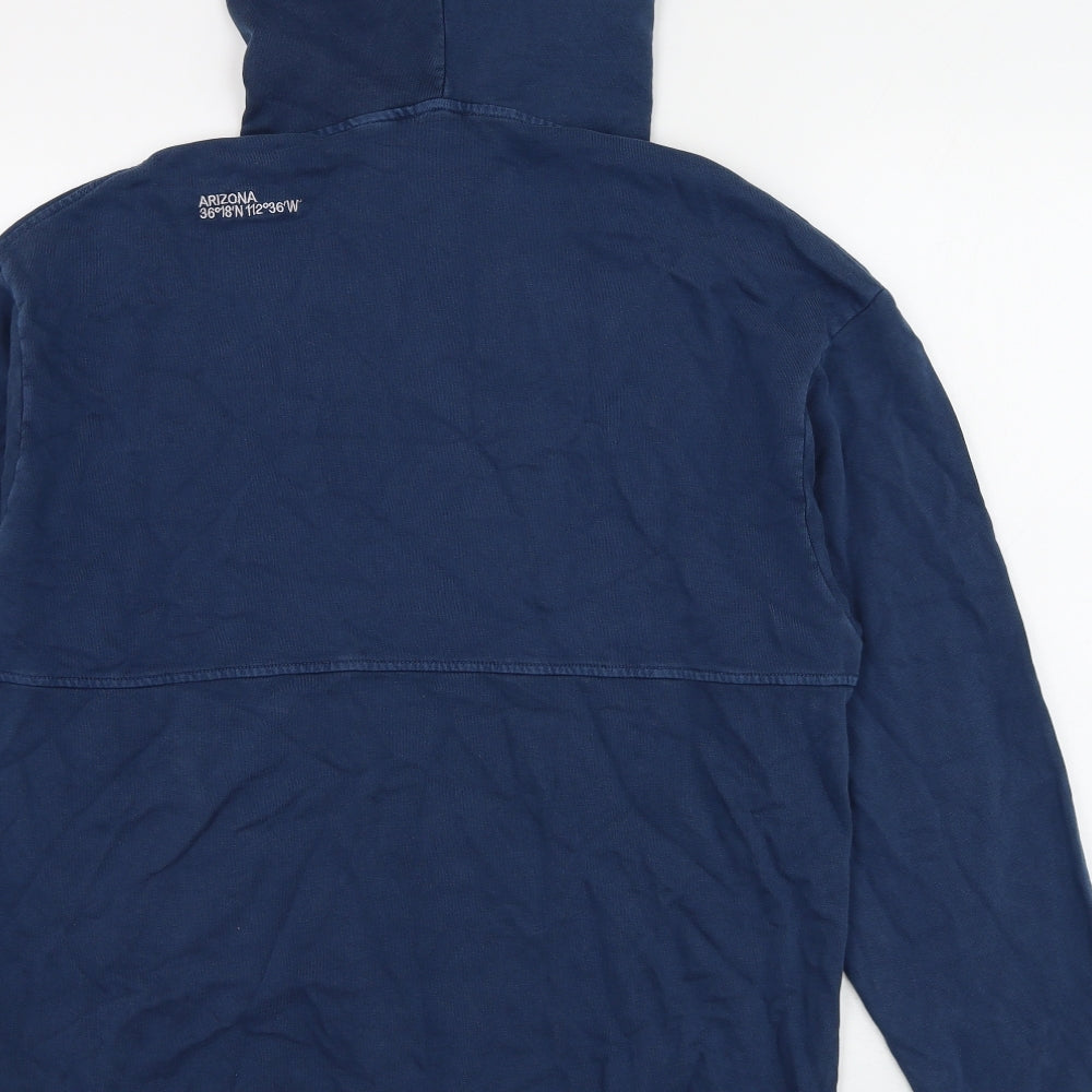 Zara Mens Blue Cotton Pullover Hoodie Size M - Grand Canyon Outdoor Routes