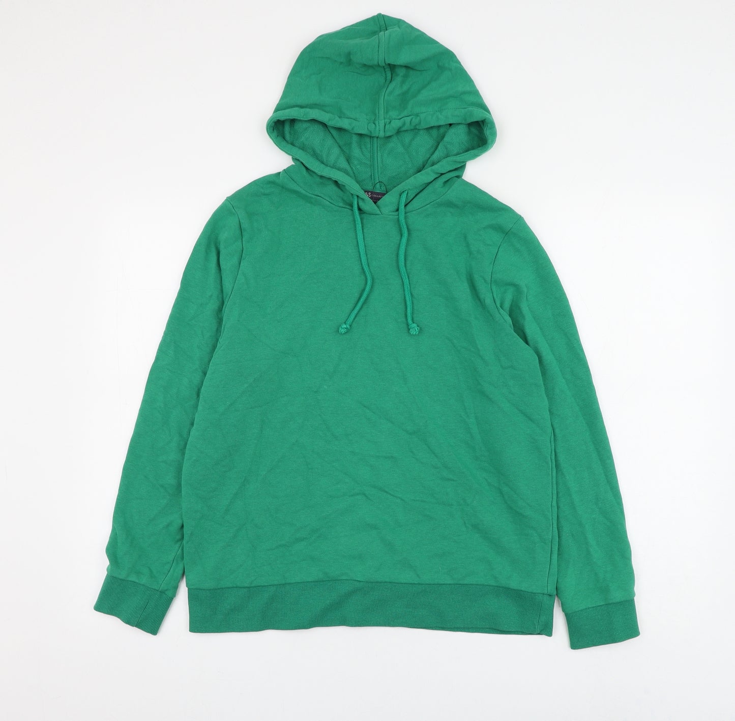 Marks and Spencer Womens Green Cotton Pullover Hoodie Size 12 Pullover