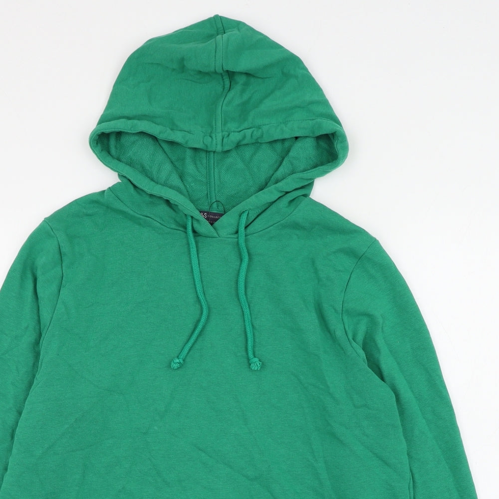Marks and Spencer Womens Green Cotton Pullover Hoodie Size 12 Pullover