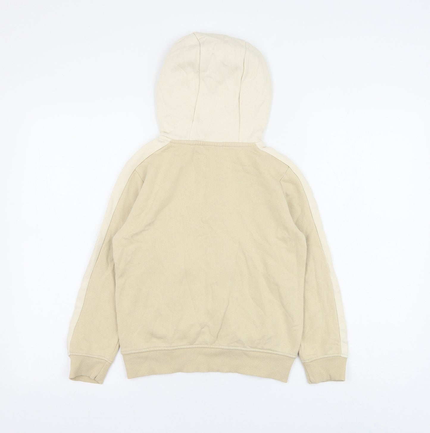 George Boys Beige Colourblock Cotton Pullover Hoodie Size 8-9 Years Zip - Awesome
