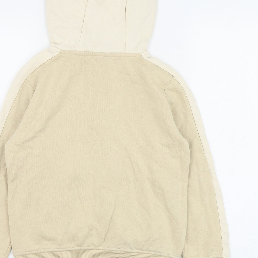 George Boys Beige Colourblock Cotton Pullover Hoodie Size 8-9 Years Zip - Awesome