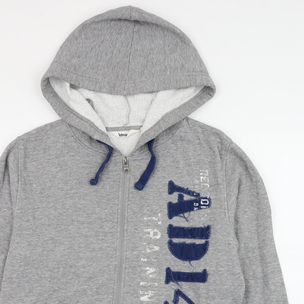Admiral Mens Grey Cotton Full Zip Hoodie Size M