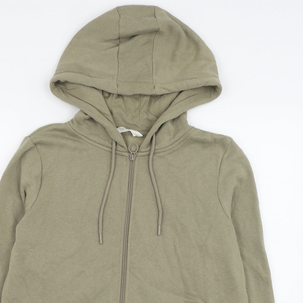 Primark Womens Green Cotton Full Zip Hoodie Size 12 Zip