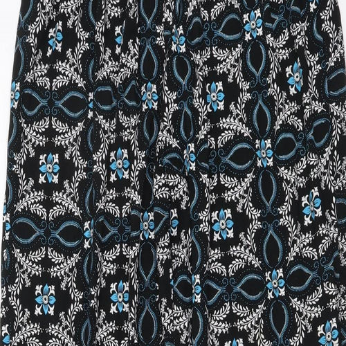 Preworn Womens Blue Geometric Viscose Trousers Size S L25 in Regular Drawstring