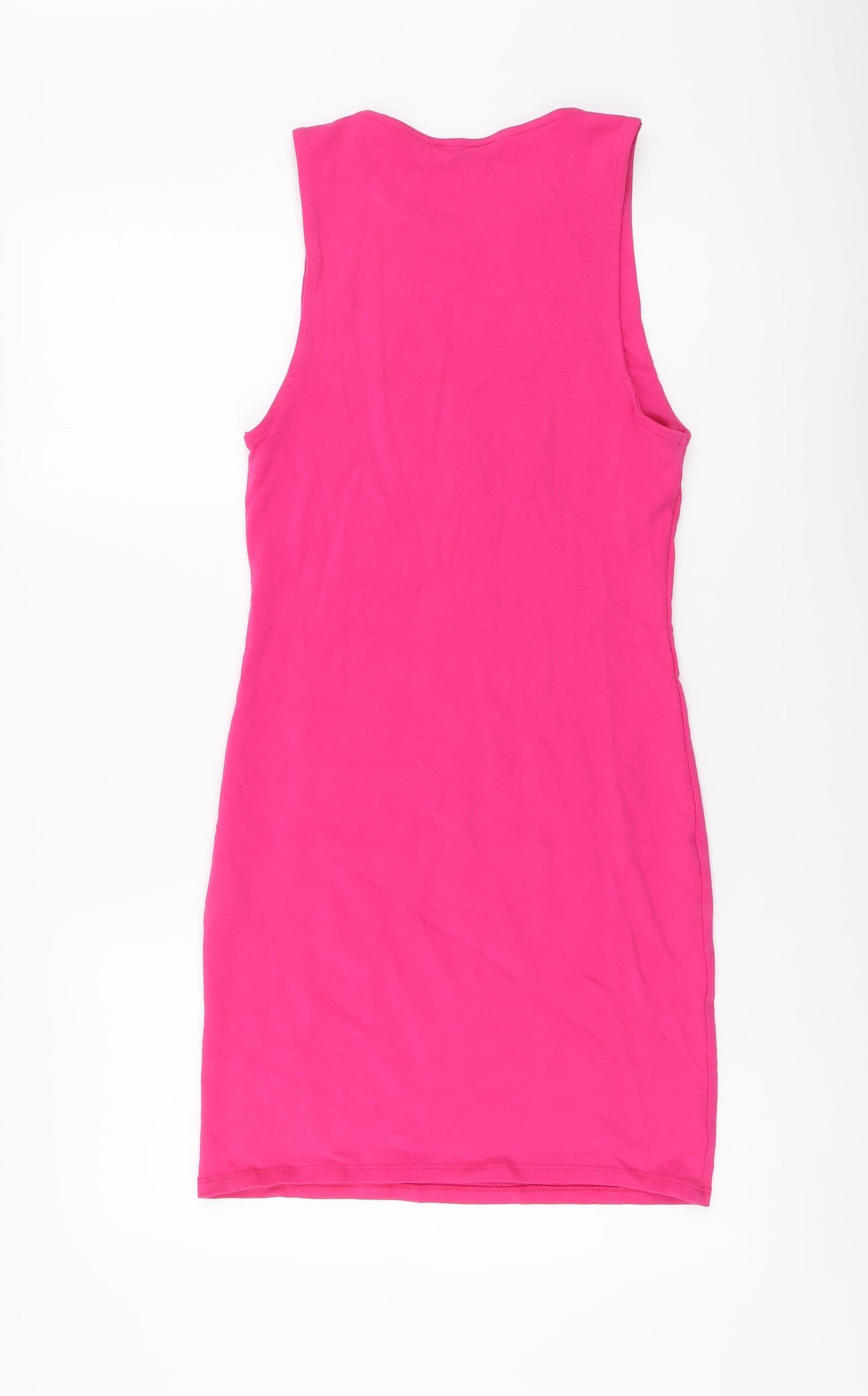 Zara Womens Pink Cotton Bodycon Size L Round Neck Pullover