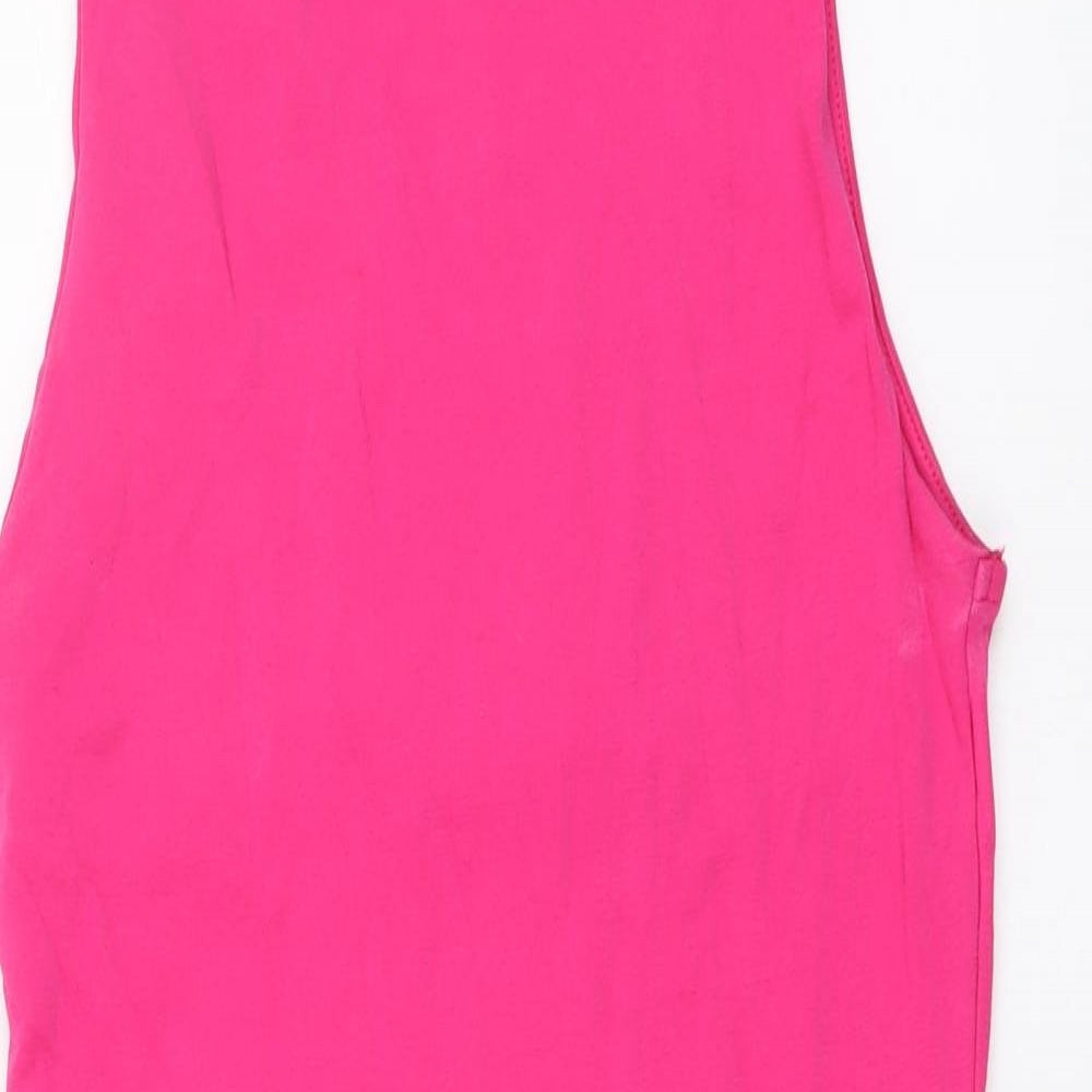 Zara Womens Pink Cotton Bodycon Size L Round Neck Pullover
