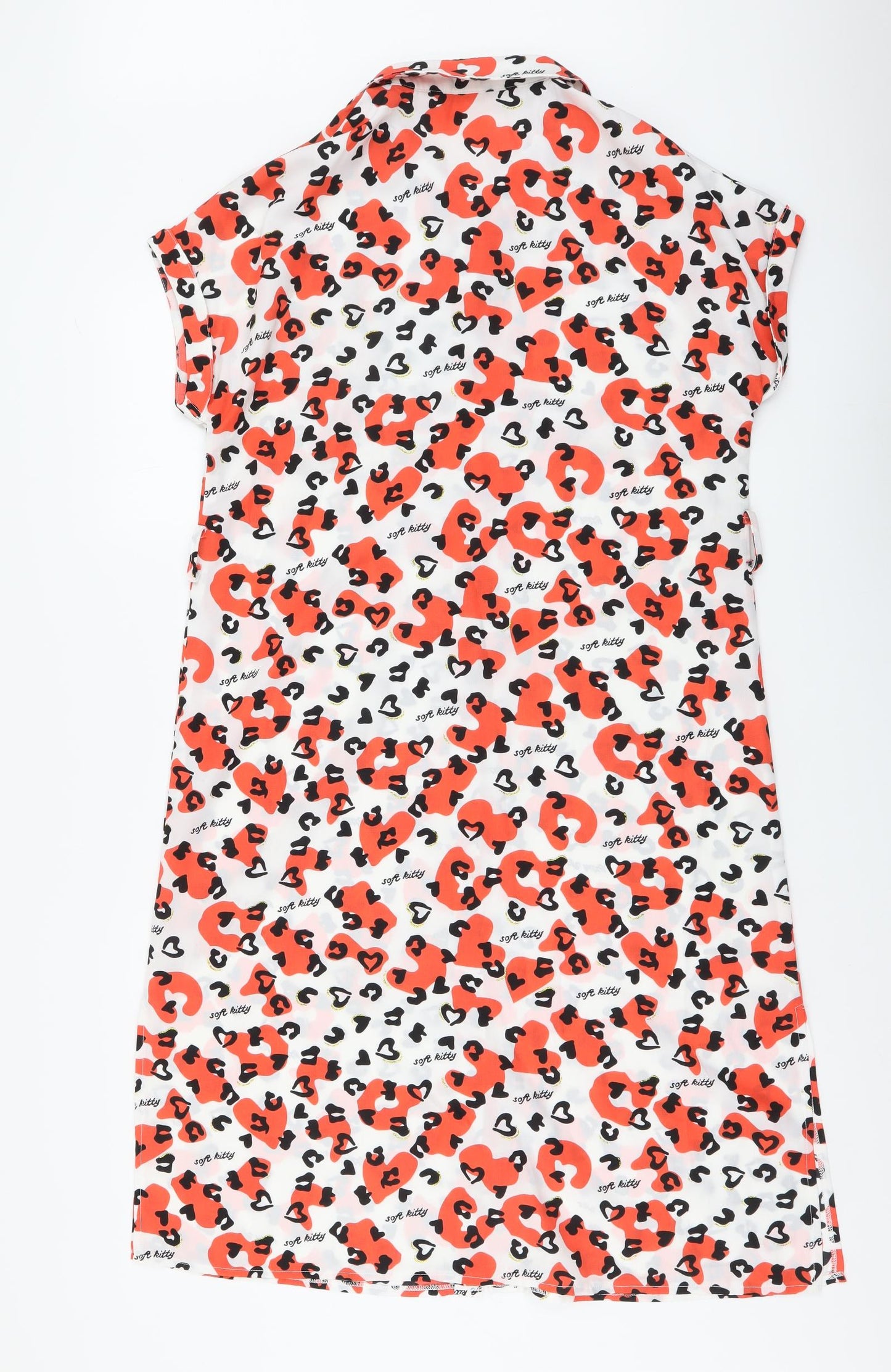 NB Avenue Womens Red Animal Print Polyester Shirt Dress Size L Collared Button - Leopard pattern
