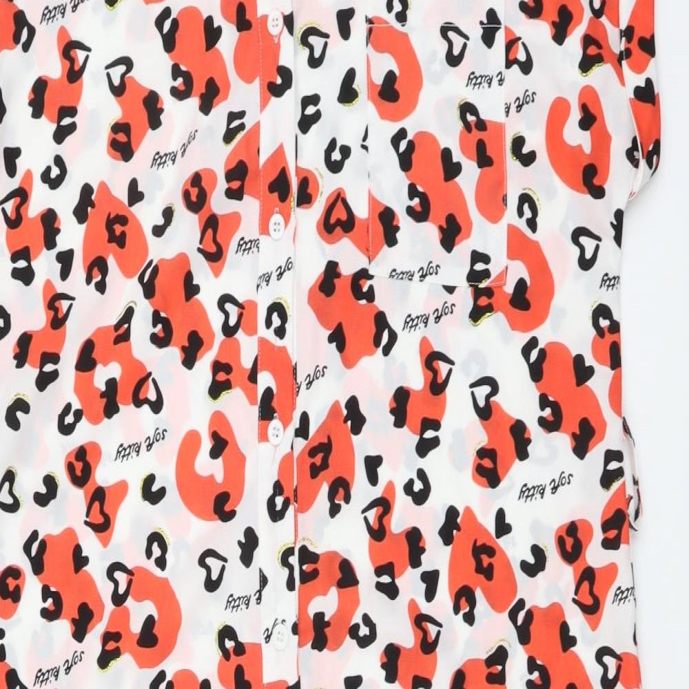 NB Avenue Womens Red Animal Print Polyester Shirt Dress Size L Collared Button - Leopard pattern