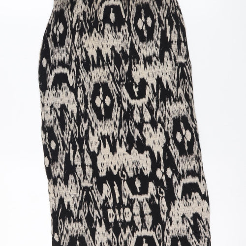 Quiz Womens Beige Geometric Viscose Straight & Pencil Skirt Size 8 Drawstring