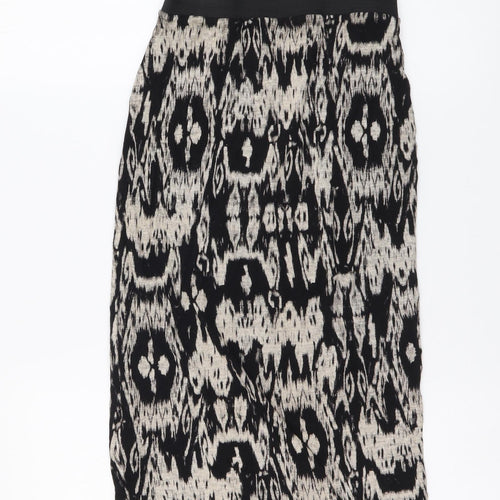 Quiz Womens Beige Geometric Viscose Straight & Pencil Skirt Size 8 Drawstring