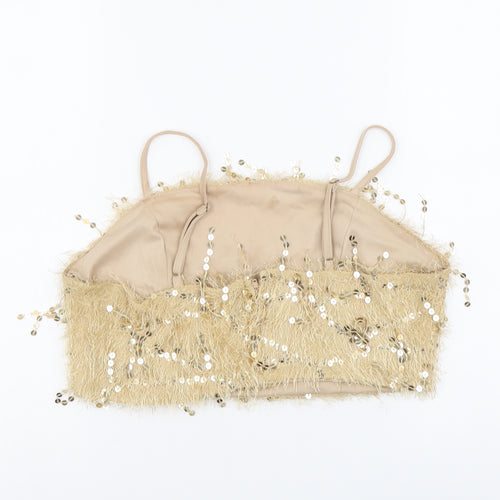 Missguided Womens Gold Polyester Cropped Tank Size 12 Sweetheart