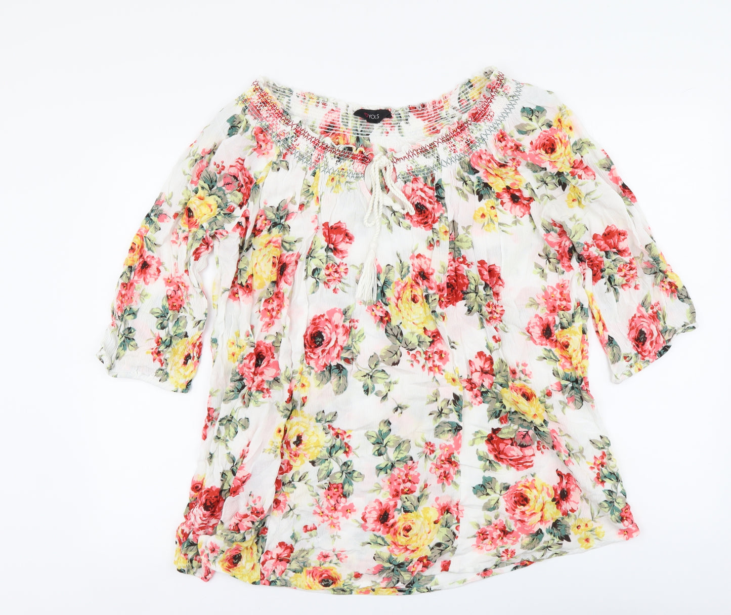 Yours Womens Multicoloured Floral Viscose Basic Blouse Size 16 Round Neck