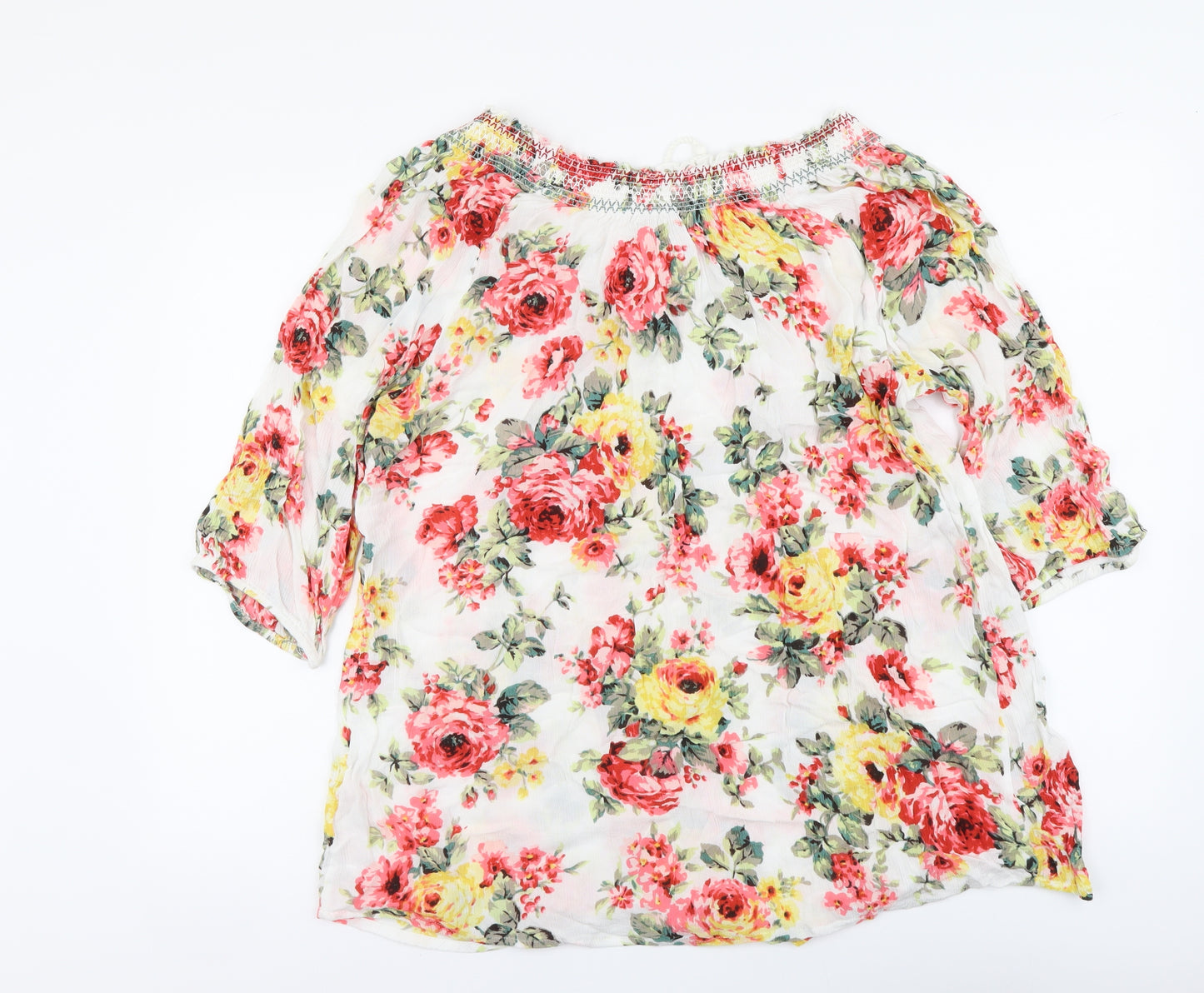 Yours Womens Multicoloured Floral Viscose Basic Blouse Size 16 Round Neck