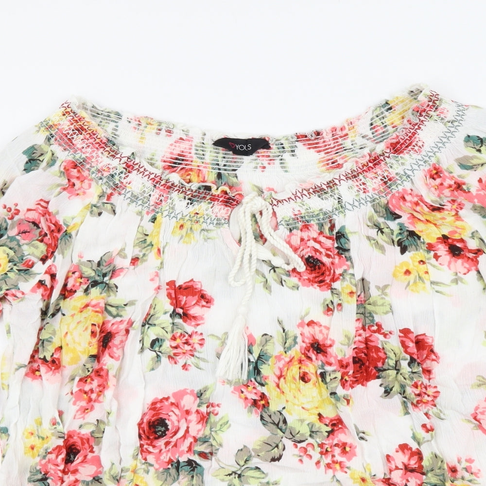 Yours Womens Multicoloured Floral Viscose Basic Blouse Size 16 Round Neck