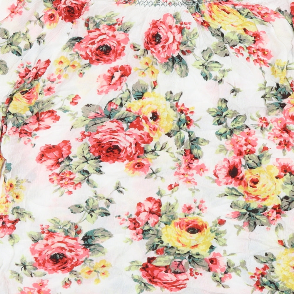 Yours Womens Multicoloured Floral Viscose Basic Blouse Size 16 Round Neck
