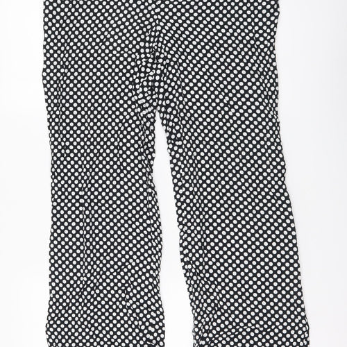 Feather & Bone Womens Black Polka Dot Viscose Trousers Size S L29 in Regular Button