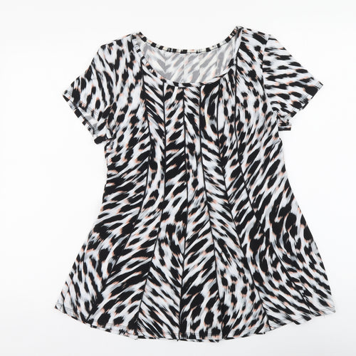 Preworn Womens Multicoloured Animal Print Polyester Basic T-Shirt Size S Round Neck