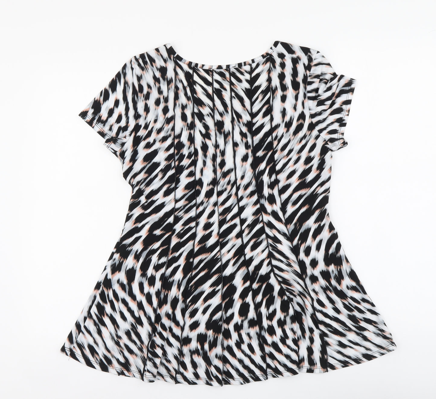 Preworn Womens Multicoloured Animal Print Polyester Basic T-Shirt Size S Round Neck