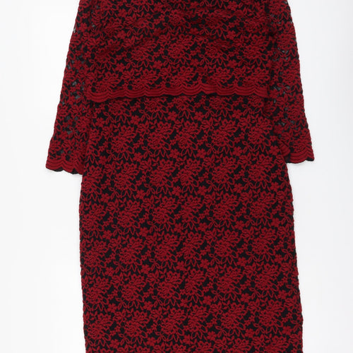 Per Una Womens Red Polyester Bodycon Size 12 V-Neck Pullover