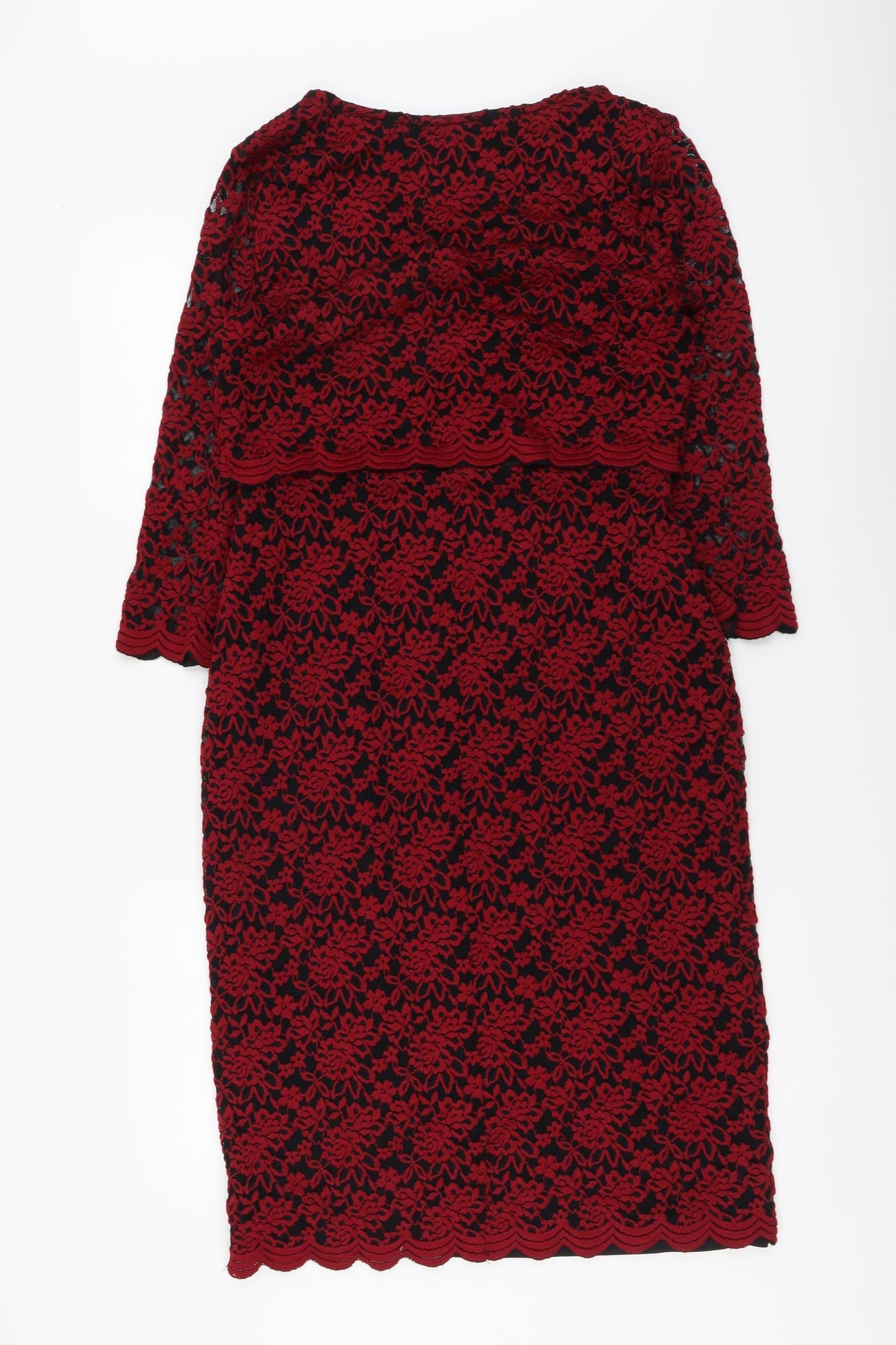 Per Una Womens Red Polyester Bodycon Size 12 V-Neck Pullover