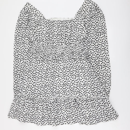 Missguided Womens White Geometric Polyester A-Line Size 12 Scoop Neck Pullover