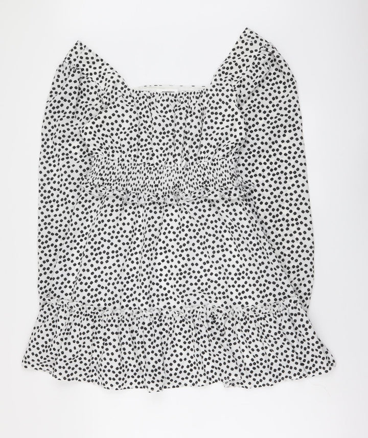 Missguided Womens White Geometric Polyester A-Line Size 12 Scoop Neck Pullover
