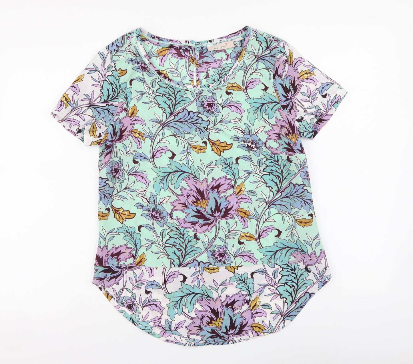 Per Una Womens Multicoloured Floral Polyester Basic Blouse Size 10 Round Neck