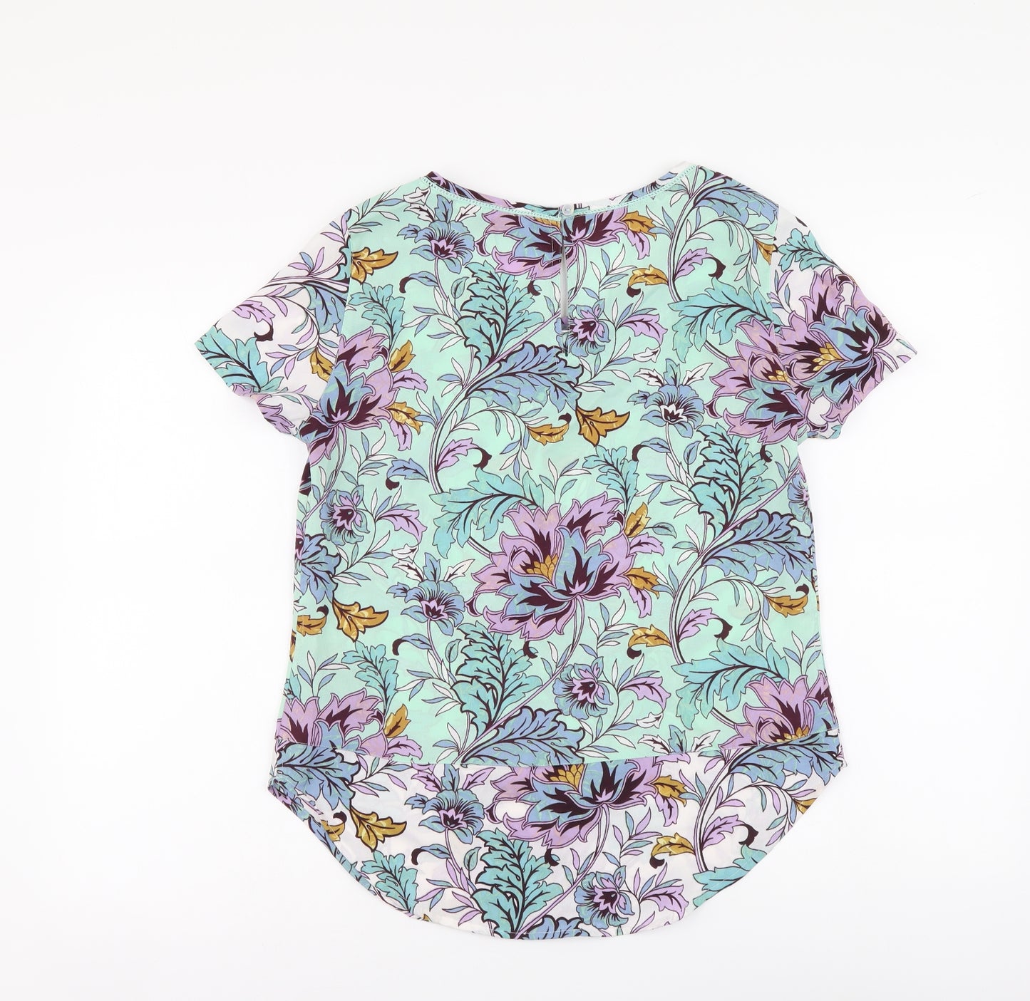 Per Una Womens Multicoloured Floral Polyester Basic Blouse Size 10 Round Neck
