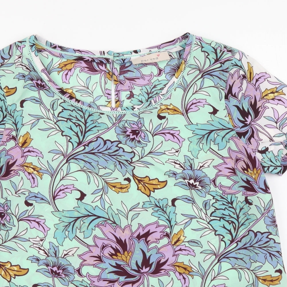 Per Una Womens Multicoloured Floral Polyester Basic Blouse Size 10 Round Neck