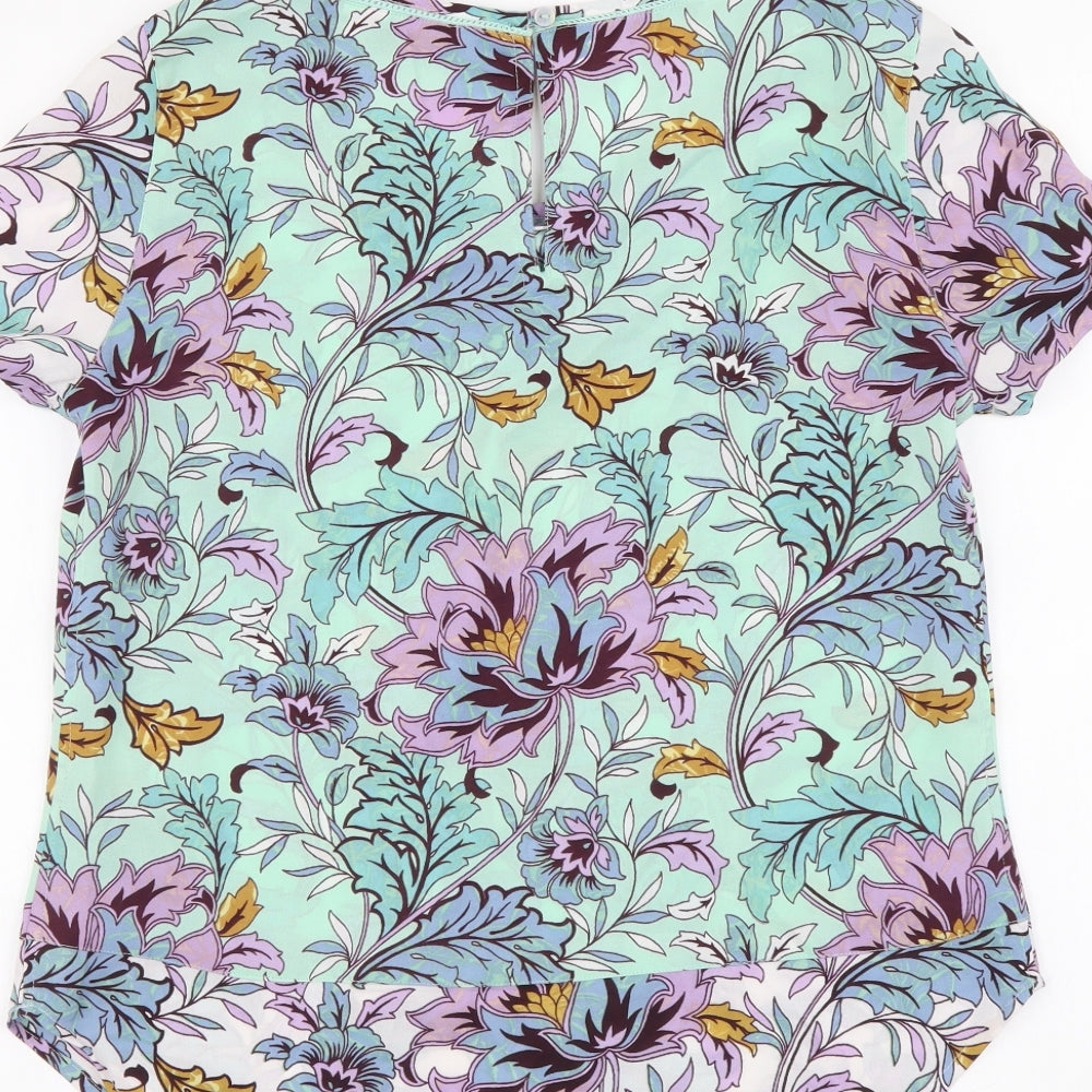 Per Una Womens Multicoloured Floral Polyester Basic Blouse Size 10 Round Neck