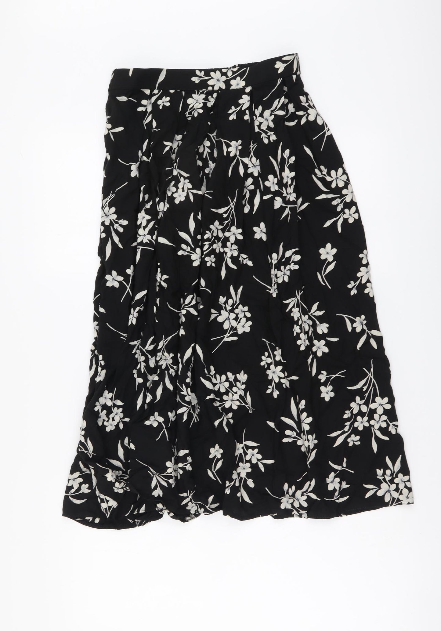 Bonmarché Womens Black Floral Polyester A-Line Skirt Size 18 Drawstring