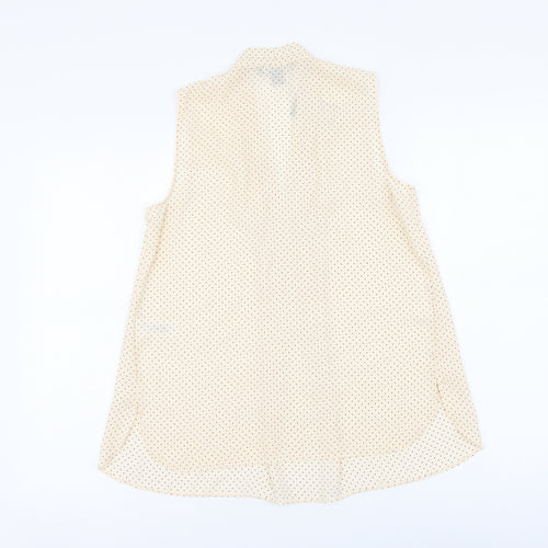 Primark Womens Beige Polka Dot Polyester Basic Blouse Size 8 V-Neck