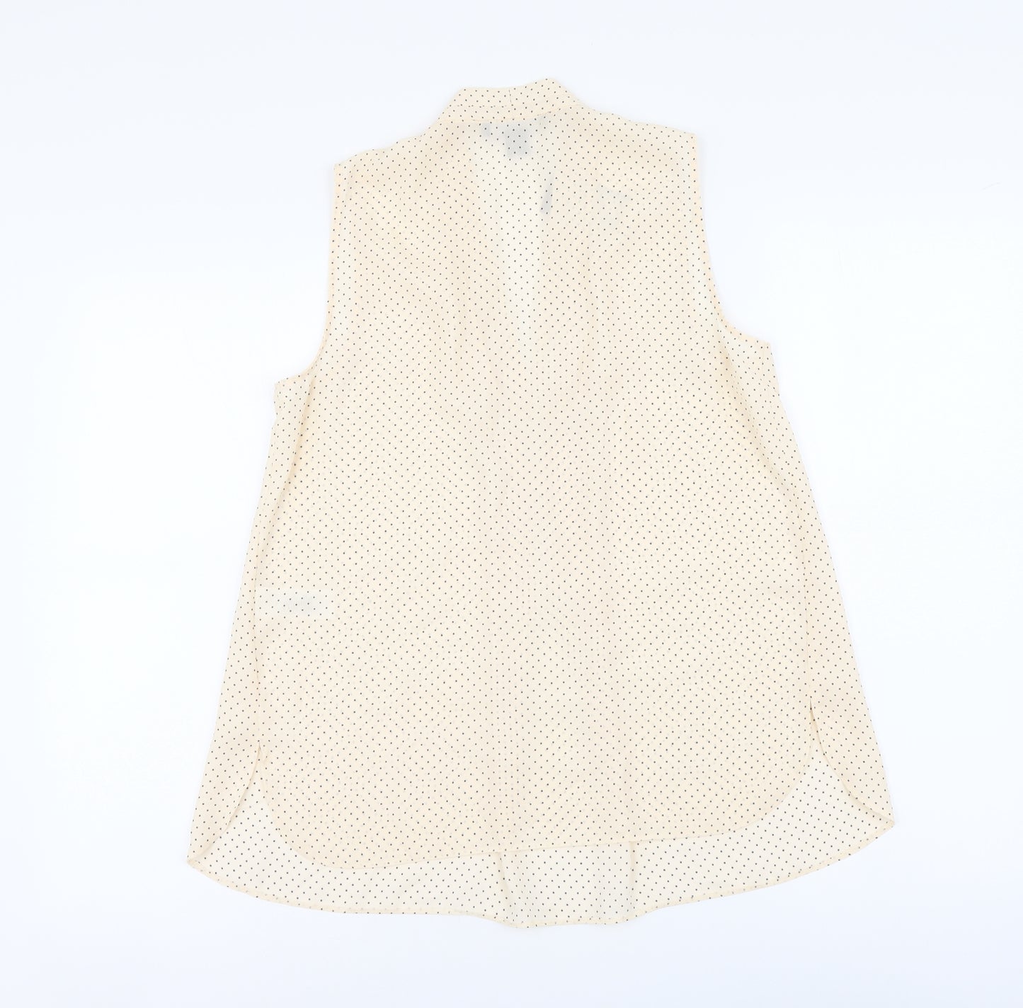 Primark Womens Beige Polka Dot Polyester Basic Blouse Size 8 V-Neck