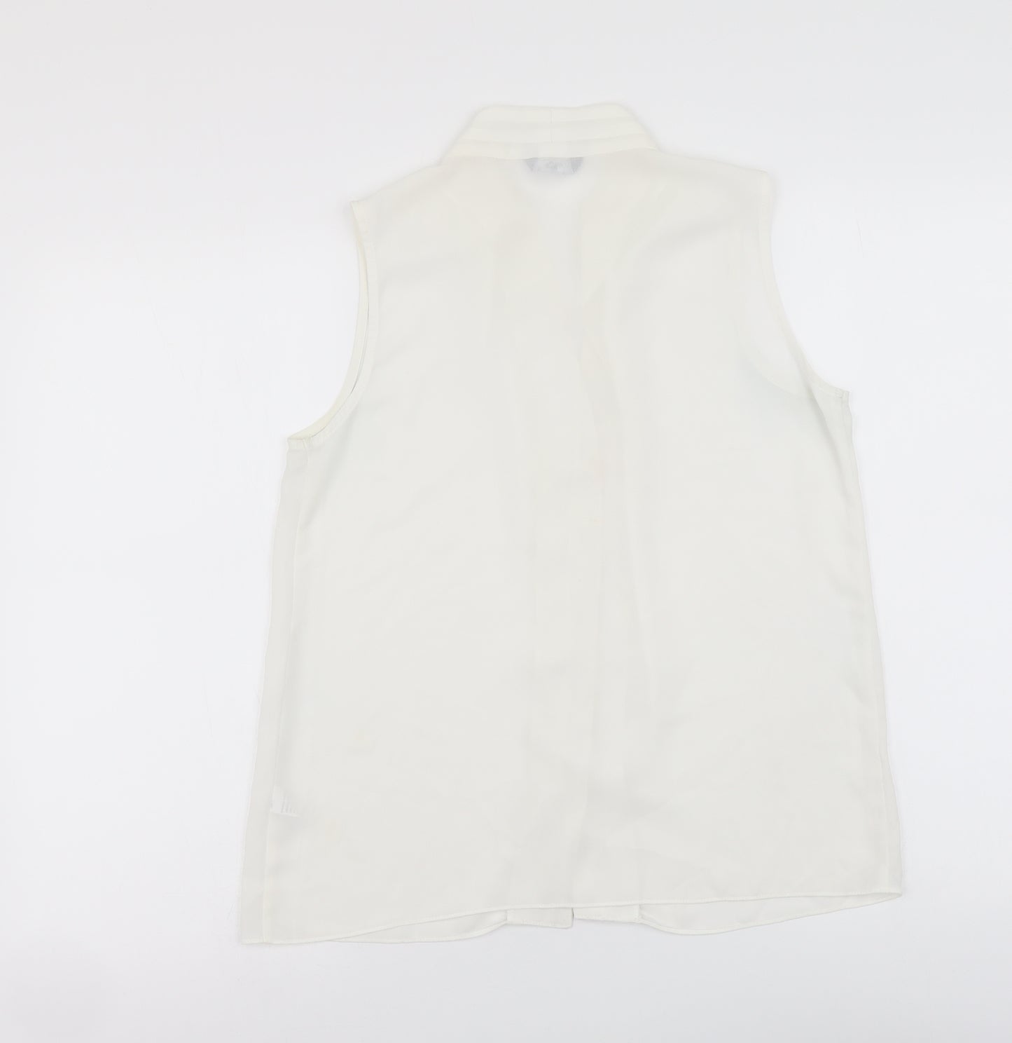 M&Co Womens White Polyester Basic Button-Up Size 10 V-Neck