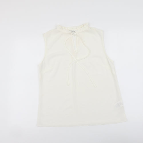 Paraphrase Womens White Polyester Basic Blouse Size M Round Neck