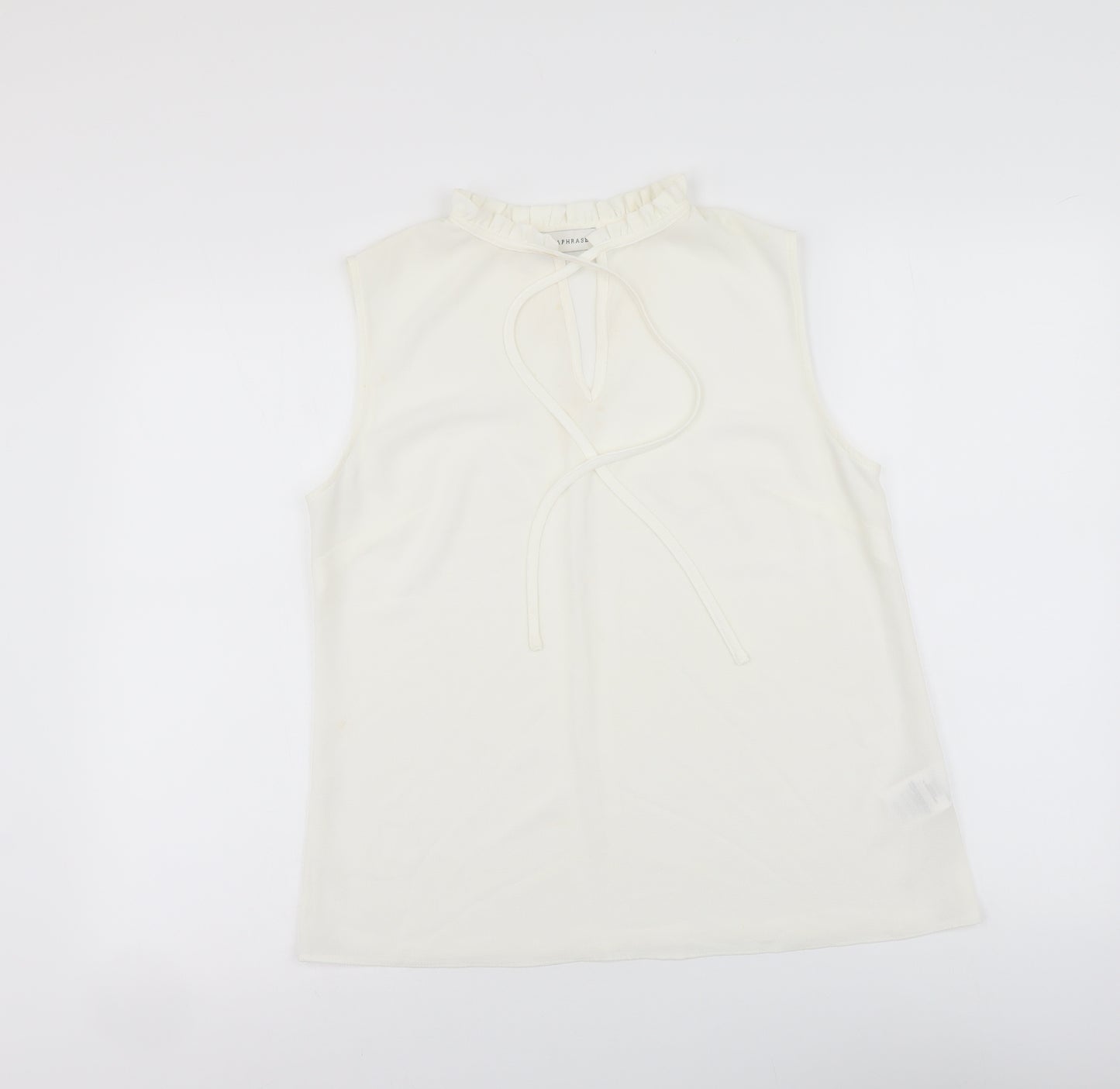 Paraphrase Womens White Polyester Basic Blouse Size M Round Neck