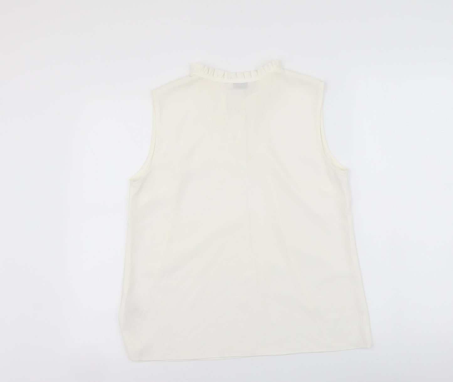 Paraphrase Womens White Polyester Basic Blouse Size M Round Neck