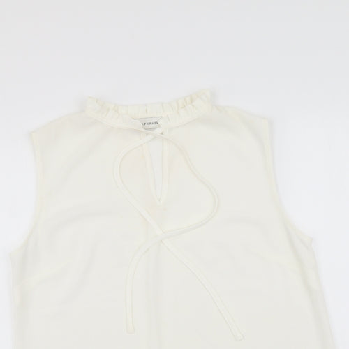 Paraphrase Womens White Polyester Basic Blouse Size M Round Neck