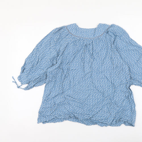 NEXT Womens Blue Polka Dot Viscose Basic Blouse Size 8 V-Neck
