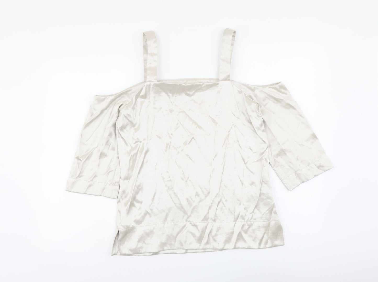 NEXT Womens Gold Viscose Basic Blouse Size 10 Square Neck