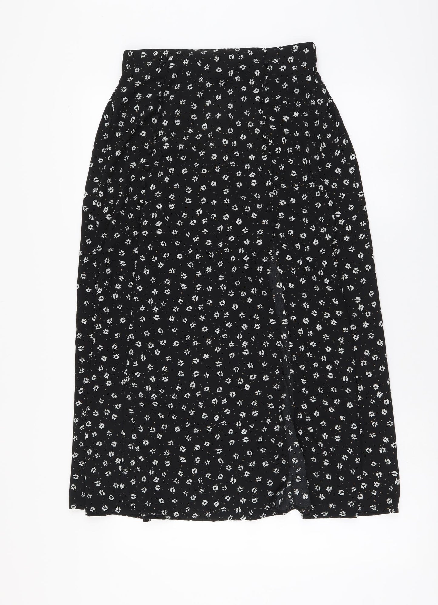 By Clara Womens Black Geometric Polyester A-Line Skirt Size S Drawstring