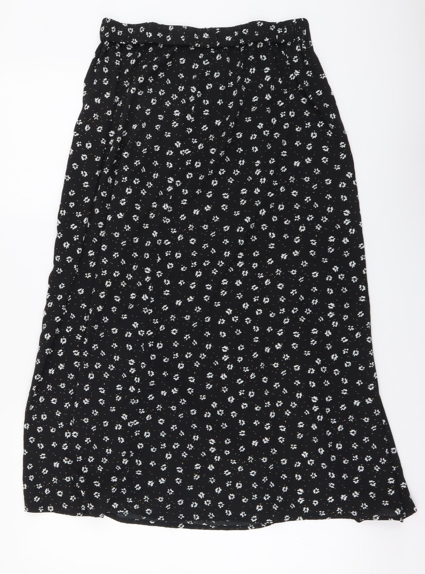 By Clara Womens Black Geometric Polyester A-Line Skirt Size S Drawstring