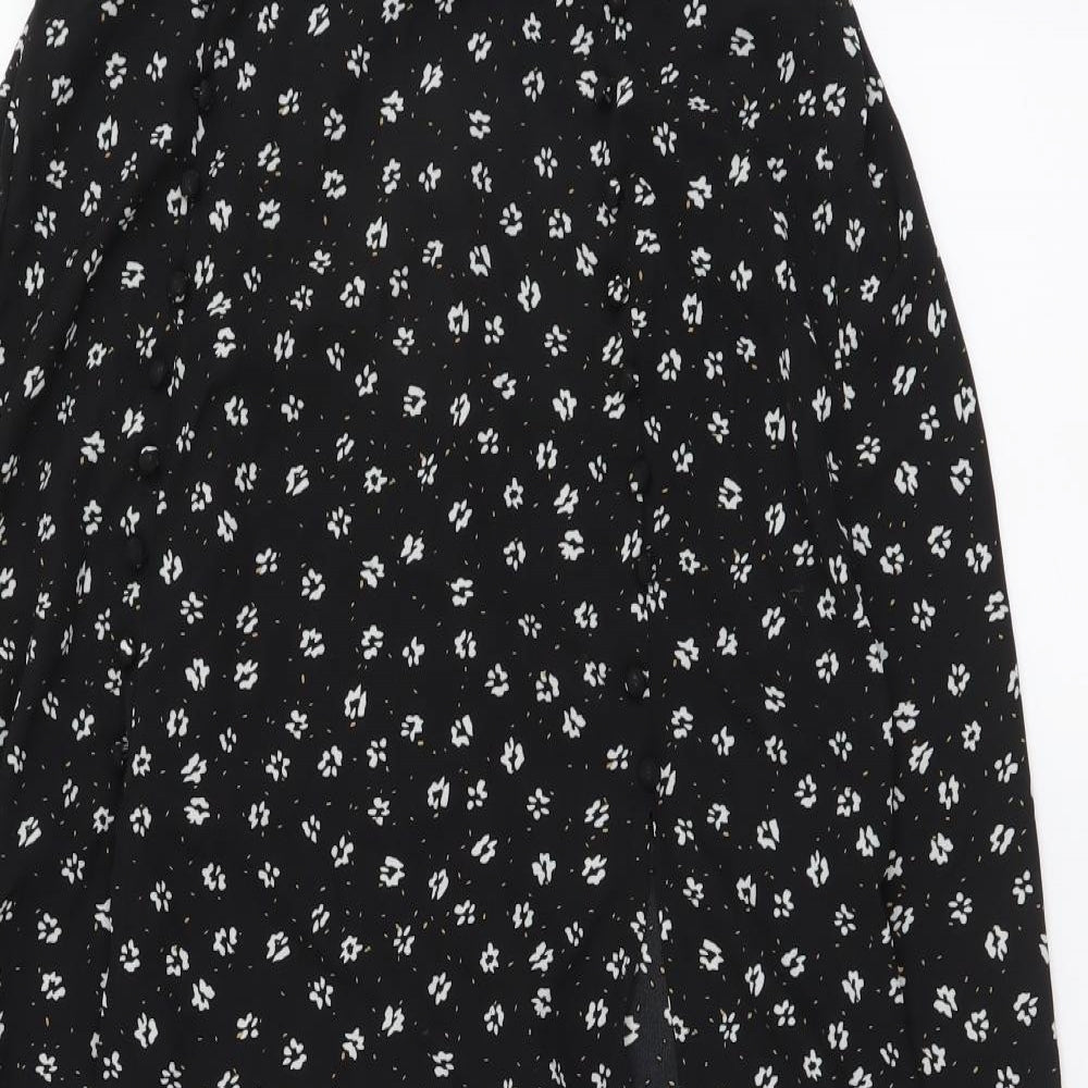 By Clara Womens Black Geometric Polyester A-Line Skirt Size S Drawstring