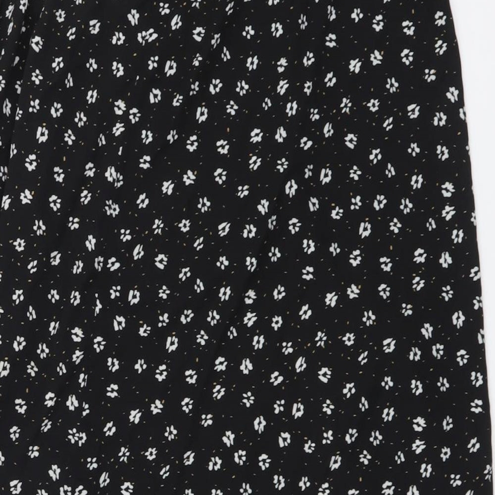 By Clara Womens Black Geometric Polyester A-Line Skirt Size S Drawstring