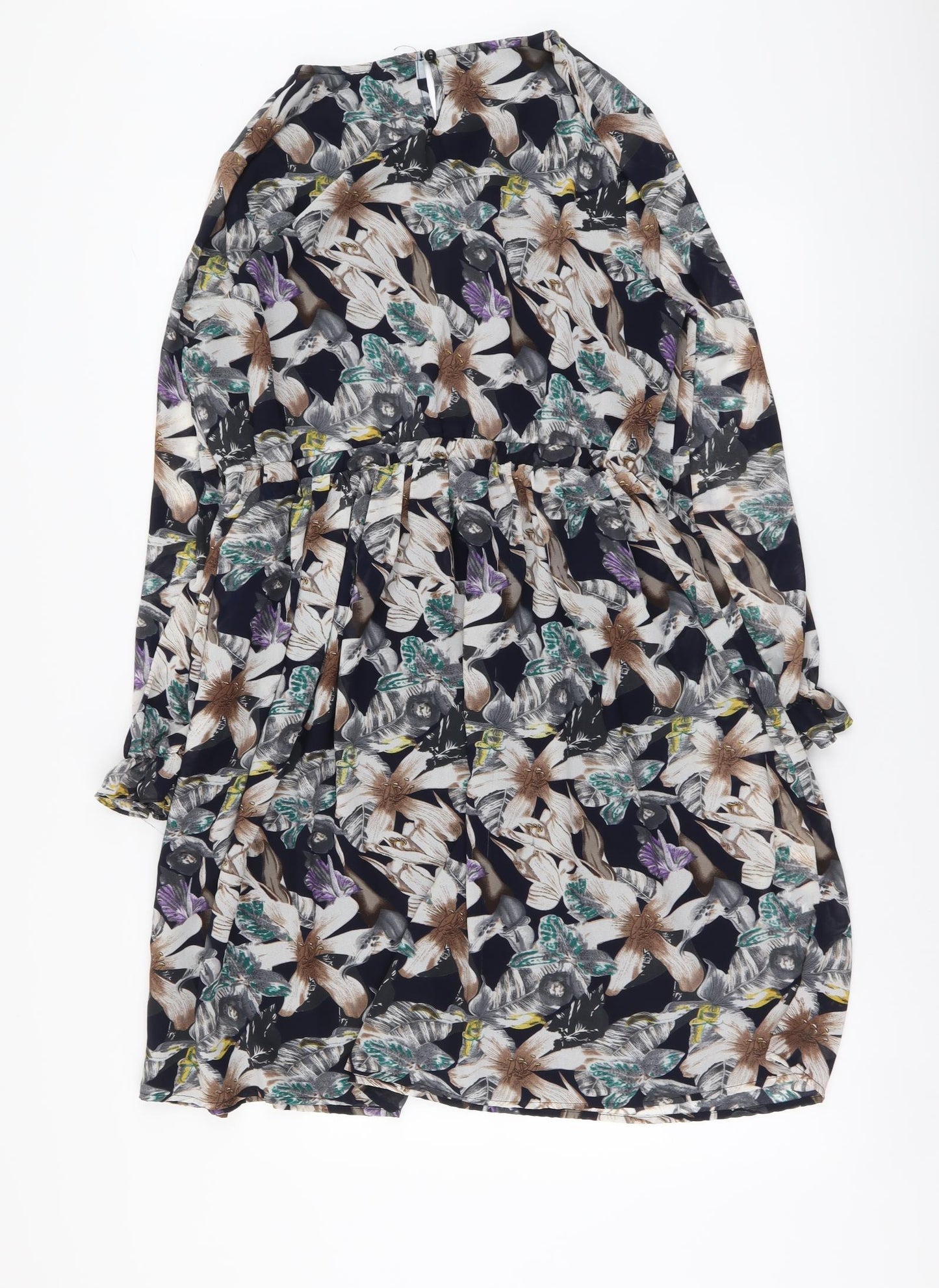 Mela London Womens Multicoloured Floral Polyester A-Line Size 16 Round Neck Pullover