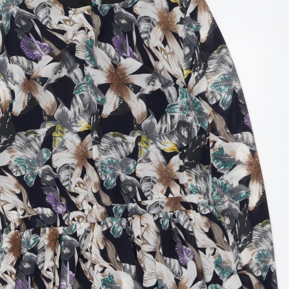 Mela London Womens Multicoloured Floral Polyester A-Line Size 16 Round Neck Pullover