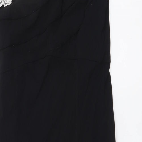 West One Womens Black Viscose Bodycon Size 10 One Shoulder Pullover - Lace Detail