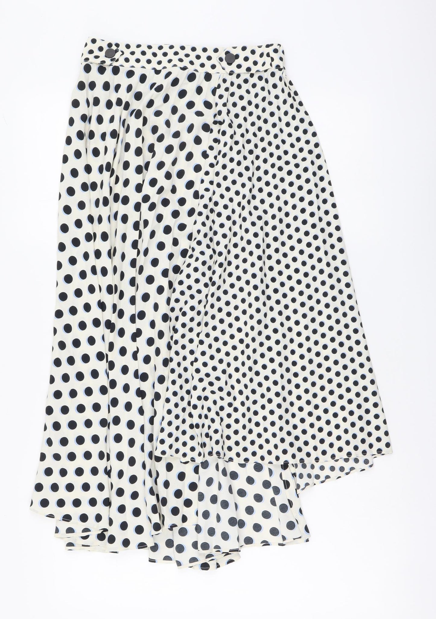 Topshop Womens White Polka Dot Polyester Pleated Skirt Size 6 Drawstring