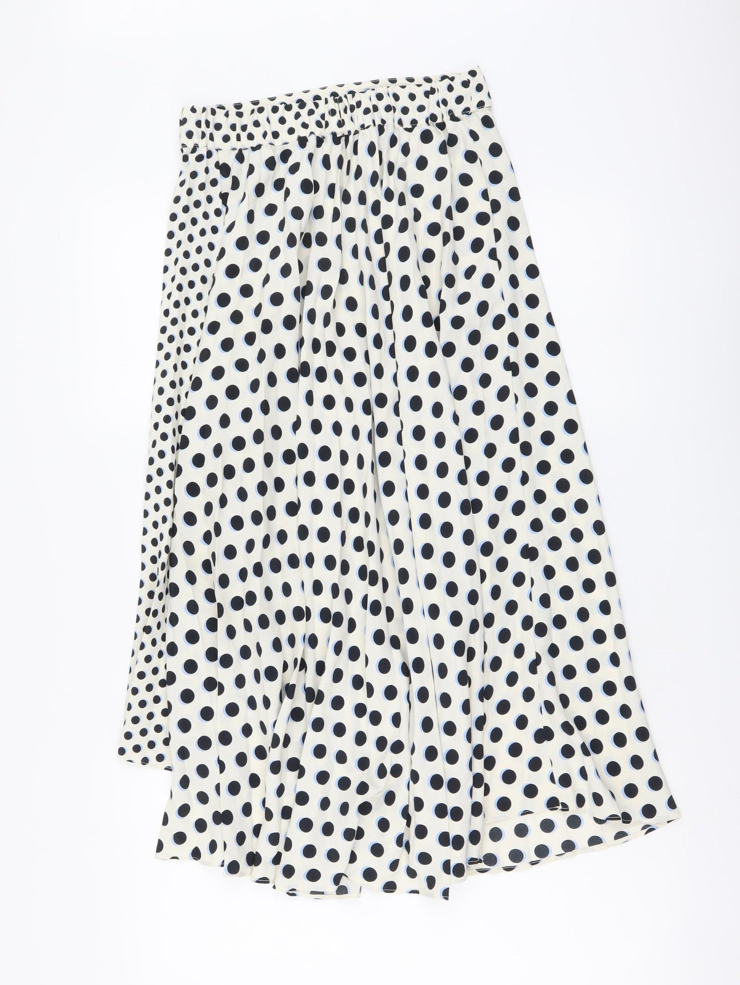 Topshop Womens White Polka Dot Polyester Pleated Skirt Size 6 Drawstring