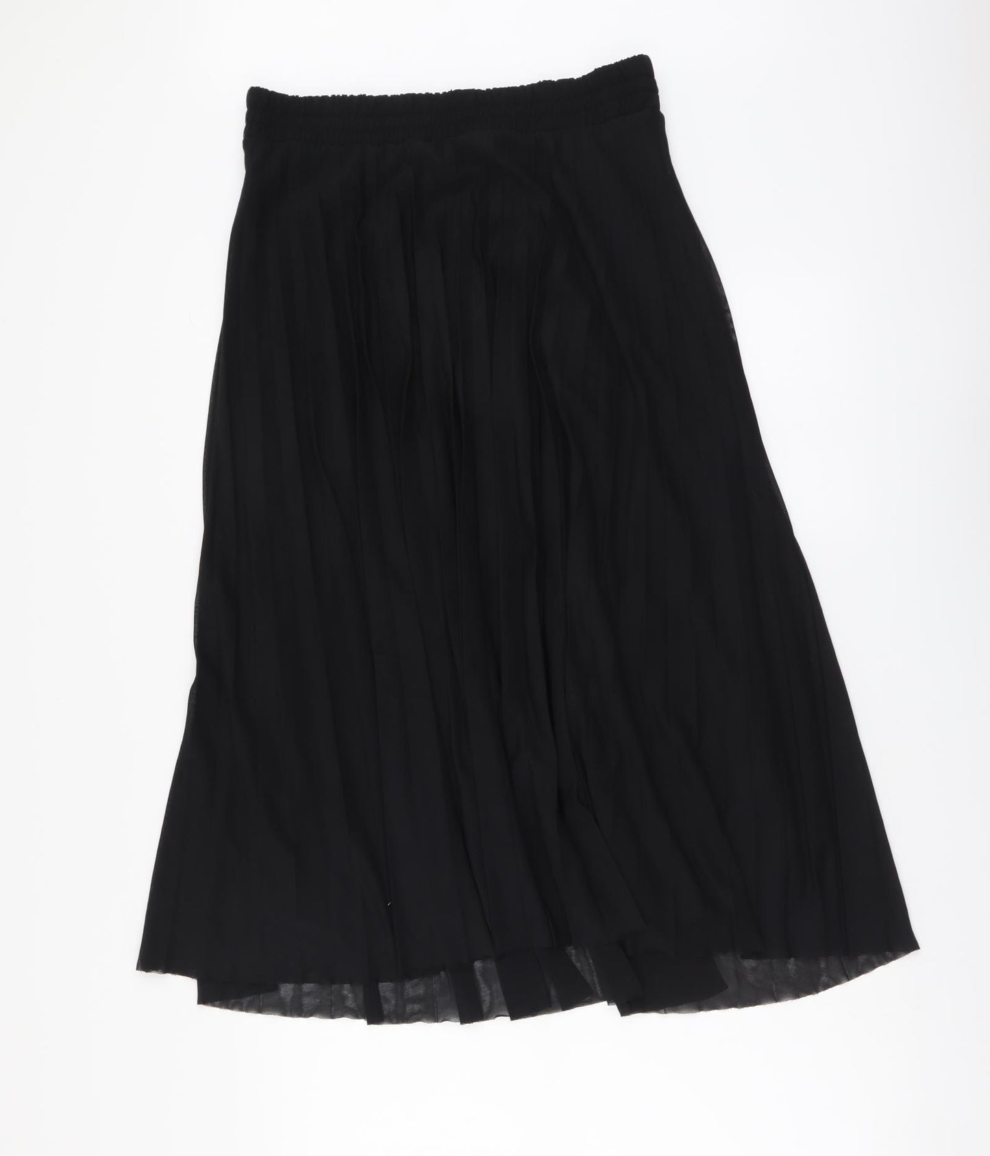 F&F Womens Black Polyester Pleated Skirt Size 12 Drawstring